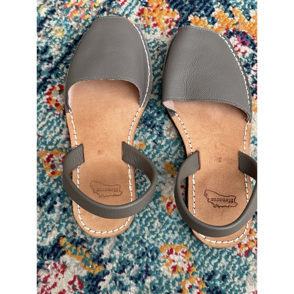 Pons Menorca Sandals Gray Avarca Leather Made In Spain Classic Size 39